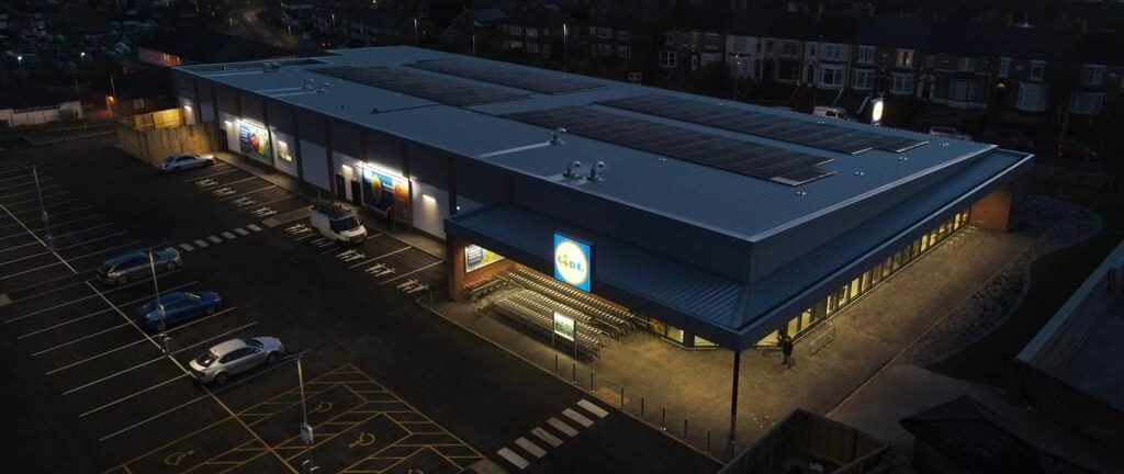 Aerial Lidl view at night